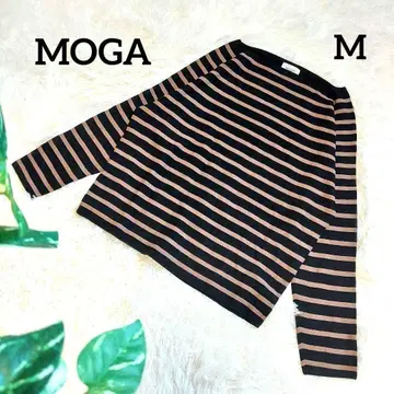 모가 보트넥 티셔츠 긴팔 보더 캐주얼 여성용 M