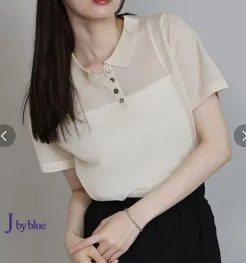 마 혼방 시어 니트 피케 셔츠