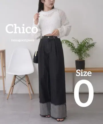 Chico*치코* 밑단 롤업 와이드 데님*0