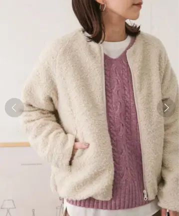 URBAN RESEARCH DOORS 보아 지퍼 블루종 IVORY