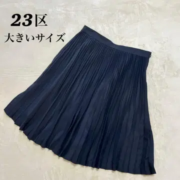 23구 빅 사이즈 플리츠 스커트 48 네이비 일본제