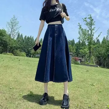 데님 롱 스커트 머메이드 블루 롱 스커트 청바지 여성용 04
