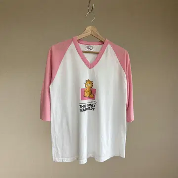 70s 80s USA제 가필드 티셔츠 핑크 S 빈티지