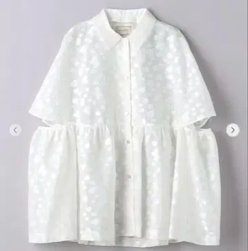 UNITED ARROWS 플라워 자카드 시어 케이프 블라우스 화이트