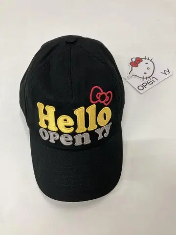 Open yy 헬로키티 자수 캡 블랙