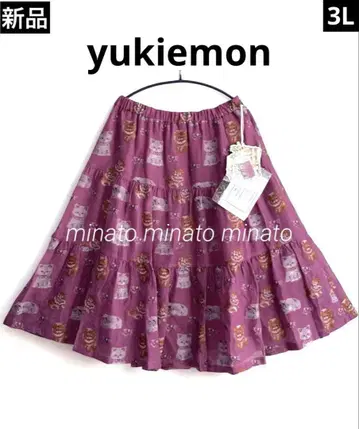 택 포함 새상품 yukiemon 유키에몬 고양이 자카드 스커트 3L
