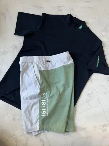 New Balance 땀 흡수 속건성 티셔츠 & 숏팬츠 세트