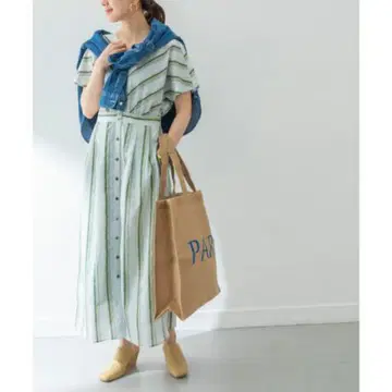 어반 리서치 컬러 스트라이프 세미 플레어 원피스
