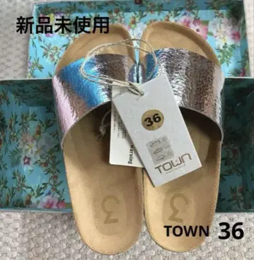 TOWN 메탈릭 이탈리아산 샤워 샌들 36