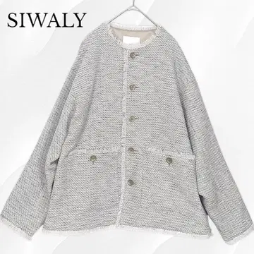 최근 SIWALY 정가 53,000엔 노카라 프린지 자켓 린넨 느낌