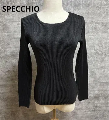 SPECCHIO 스페치오 셔틀 플리츠 크루넥 풀오버 긴팔 블랙