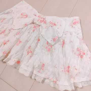[No.463] LIZLISA*백리본 부케 화이트 코튼 스커트