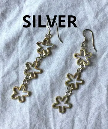 빈티지 플라워 모티브 실버 귀걸이 SILVER 컷 아웃