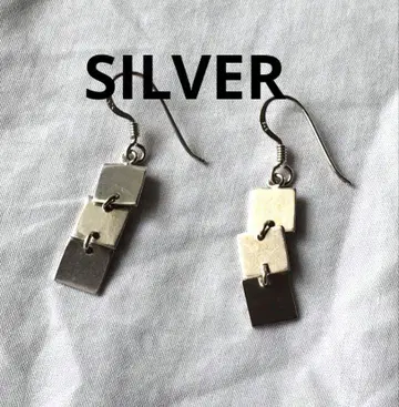 빈티지 플레이트 실버 귀걸이 SILVER 스퀘어 스윙