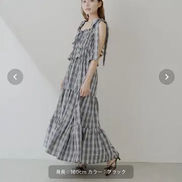 Chico 체크 무늬 프릴 롱 원피스
