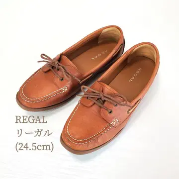 REGAL 리갈 천연 가죽 데크 슈즈 로퍼 플랫슈즈 브라운