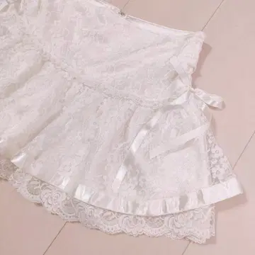 [No.466] LIZLISA*전체 레이스 사이드 리본 스커트: 화이트