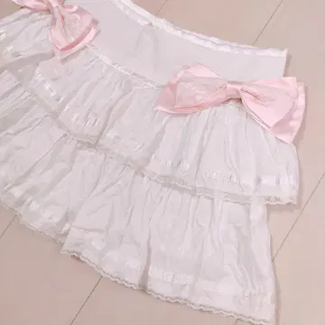 [No.467] LIZLISA*핑크 새틴 리본 포함 2단 스커트