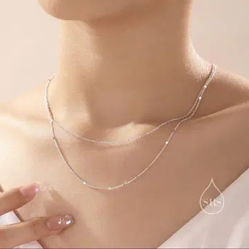 영국제 실버 925 체인 목걸이 2줄 스털링 실버 46cm