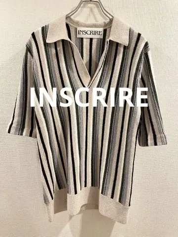 안스 클리어 inscrire 스트라이프 스키퍼 반팔 니트
