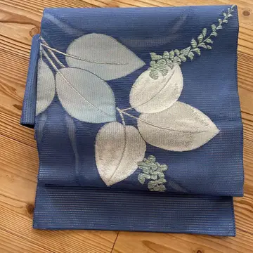 나고야 오비 파란색 잎 자수