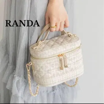 RANDA 베니티 숄더백 트위드 화이트