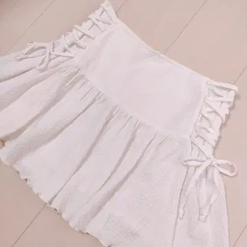 [No.476] LIZLISA* 사이드 레이스업 리본 스커트: 화이트