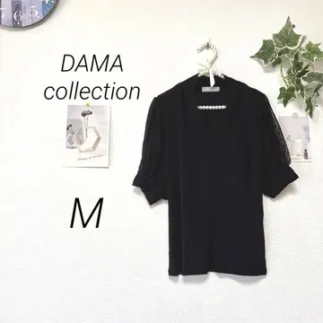 9663 DAMA collection 레이스 절개 실크 티셔츠 M 무지