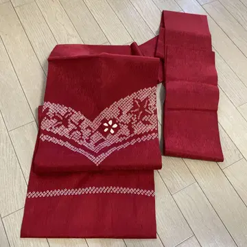 미사용 새상품 순수 실크 나고야 오비 깨끗한 빨간색