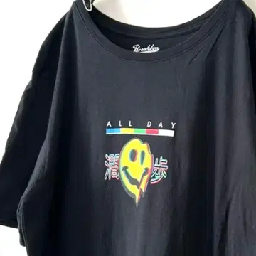 브루클린 올데이 스마일리 티셔츠 2XL 블랙 구제 의류