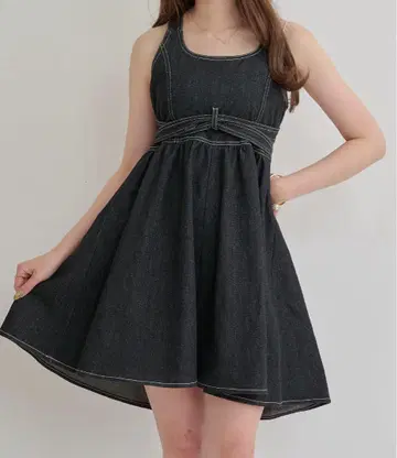 데님 프릴 미니 원피스