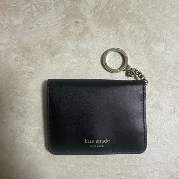 kate spade 블랙 가죽 카드 케이스 키링 포함
