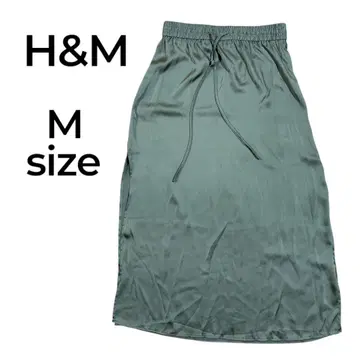 H&M 새틴 스커트 롱 슬릿 허리 밴딩 여성용 M 1883