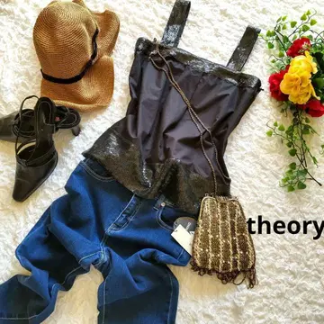 띠어리 theory 스팽글 탱크탑 블라우스 L 사이즈 새상품급
