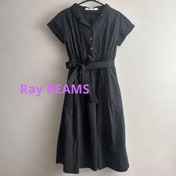 Ray BEAMS 블랙 원피스 반팔 0 사이즈 벨트 포함