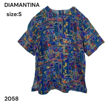 DIAMANTINA 셔츠 상의 반팔 올 패턴 실크 세련된 귀여운