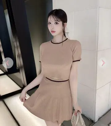 cherimi 바이컬러 니트 셋업 베이지