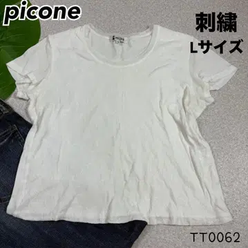 새상품급 피코네 거즈 소재 메쉬 자수 디자인 티셔츠 화이트 L 사이즈