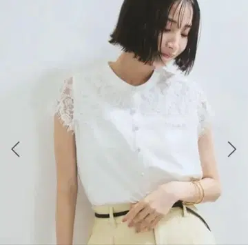 ViS [WEB 한정판] 레이스 칼라 프렌치 슬리브 블라우스 화이트