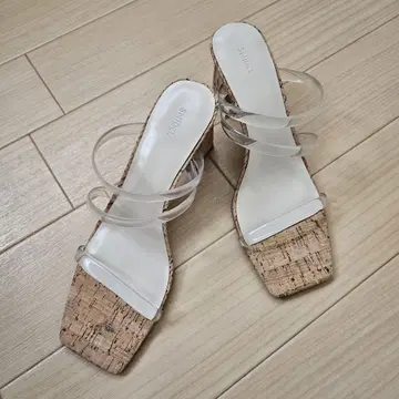 SNIDEL 스나이델 바리 뮬 코르크 힐 24.5cm 클리어