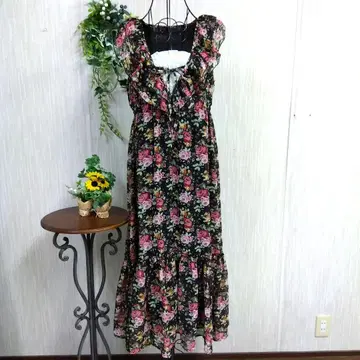 MaryRose 꽃무늬 프릴 슬리브리스 맥시 드레스 M
