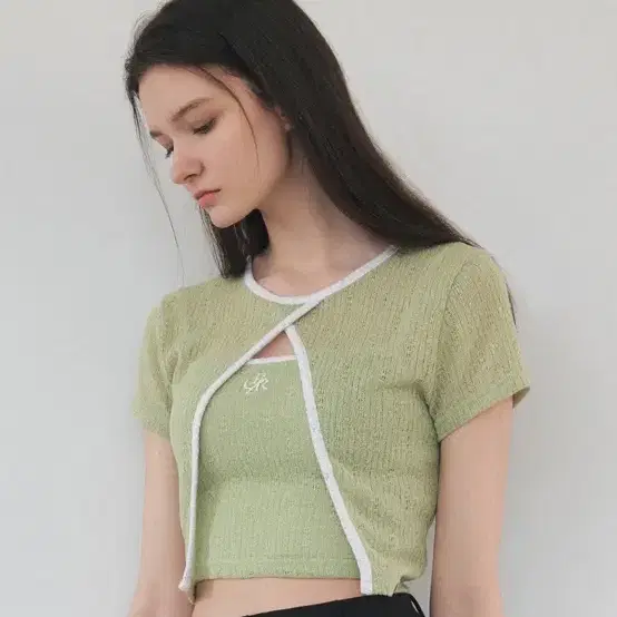 ★citybreeze★ CUTOUT LINEN LAYERED T-SHIRT_LIGHT GREEN MUSINSA | CITYBREEZE WOMAN Cut-out linen layered t
