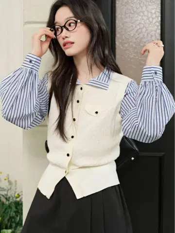 Kuose 스트라이프 긴팔 셔츠