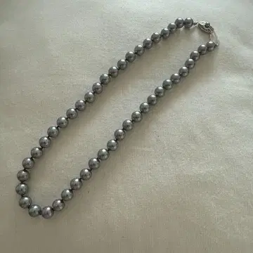 그레이 유리 펄 목걸이 약 48cm