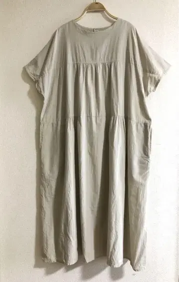 AH 애플 하우스 아부치 면마 혼방 티어드 와이드 원피스