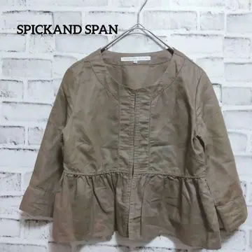 스픽 앤 스팬 노카라 프릴 자켓 귀여운 브라운 S a995