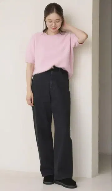새상품 YANUK/야누크 별주 JOAN 루즈 스트레이트 데님 IENA