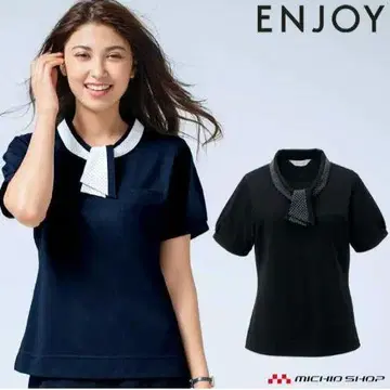 [새상품] ENJOY 카시 오버 블라우스 피케 셔츠 네이비 S