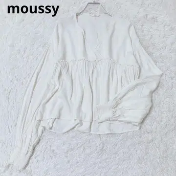 마우지 긴팔 블라우스 상의 심플 내추럴 무지 화이트