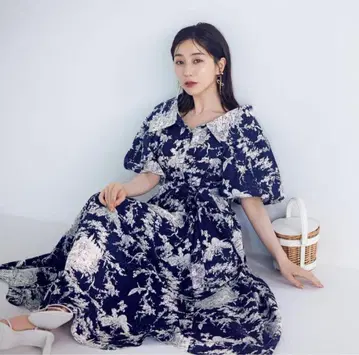 컨디션 최상 SNIDEL 셔츠 롱 원피스 올 패턴 퍼프 슬리브 2023